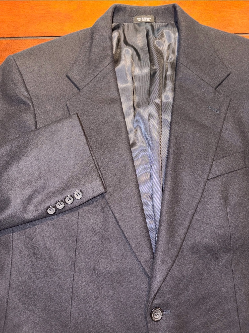 Oscar de la Renta Menswear Virgin Wool/Cashmere Blend Navy Blazer Jacket 42R